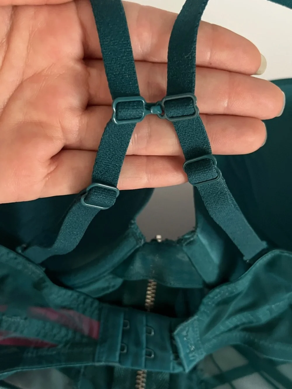La SENZA Beyond Sexy Floral Lace+Mesh Demi Cup Bustier Bra in Emerald Green 34C - Picture 8 of 11